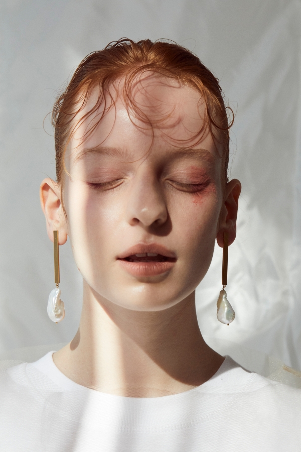 Baroque pearl stick earrings(GLD)